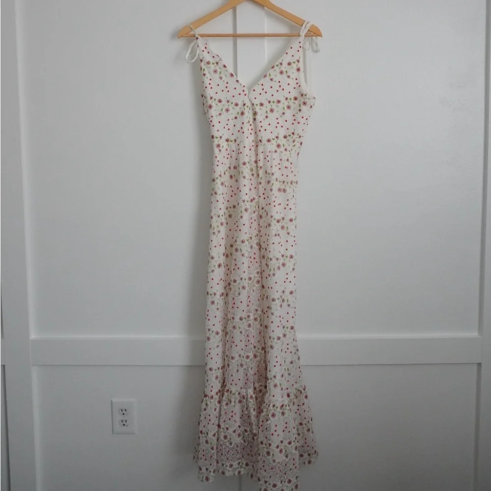 Dress The Population Sunny Embroidered Floral Tie Shoulder Dress